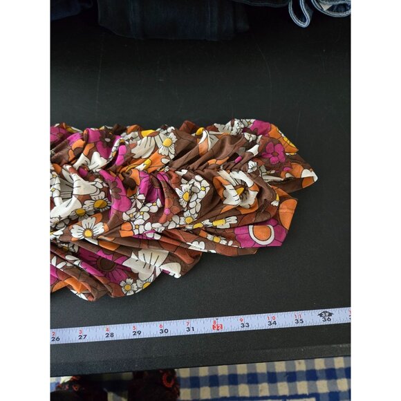 Madden NYC Junior Multicolor Floral Puff Sleeve Ruched Mini Dress Size Large NWT - Picture 10 of 11